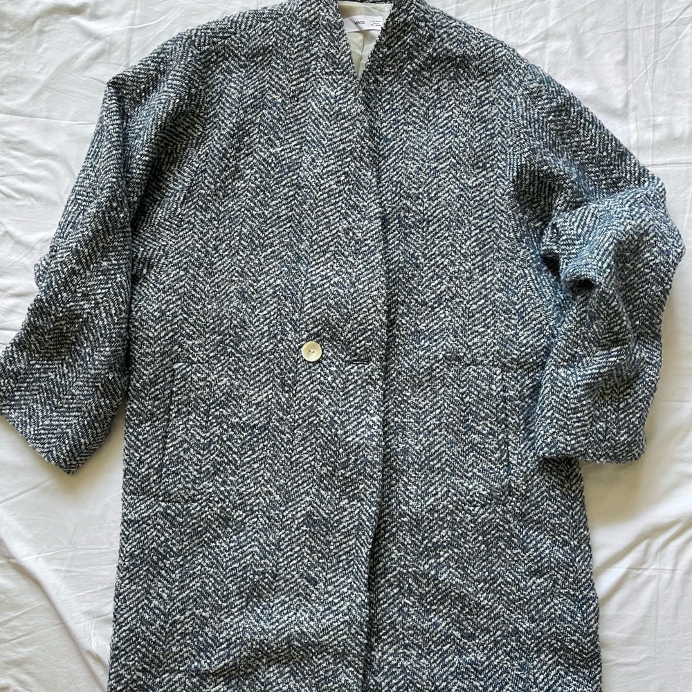 Mango Blue Herringbone Coat - Picture 5 of 7